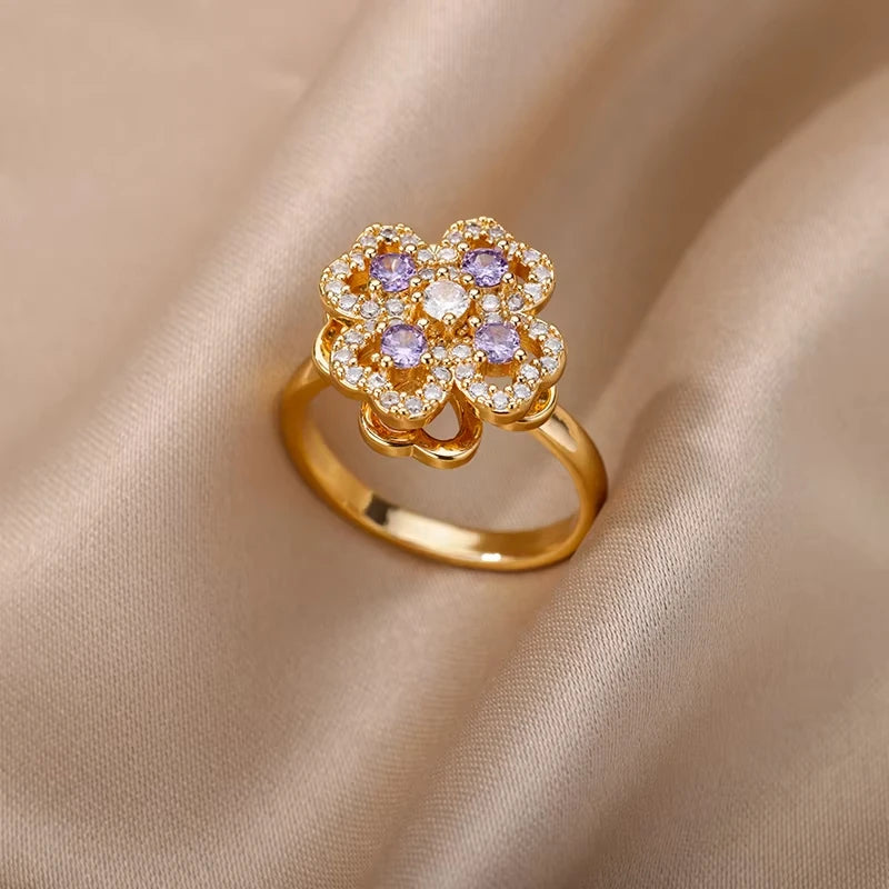 Zenat Zircon Geometric Evil Eye Adjustable Ring