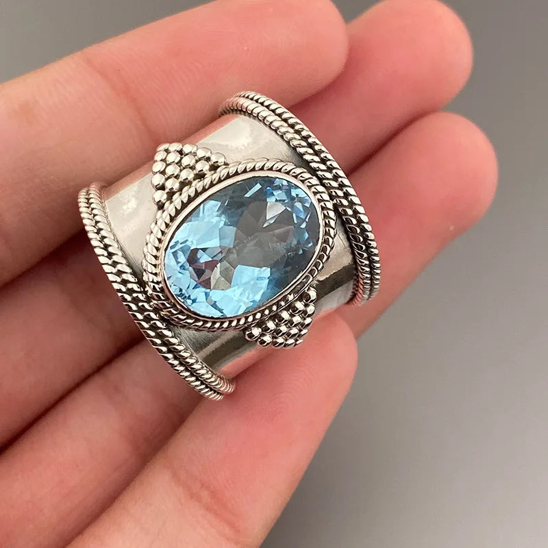 Zenat Sea Blue Cubic Zirconia Women’s Ring