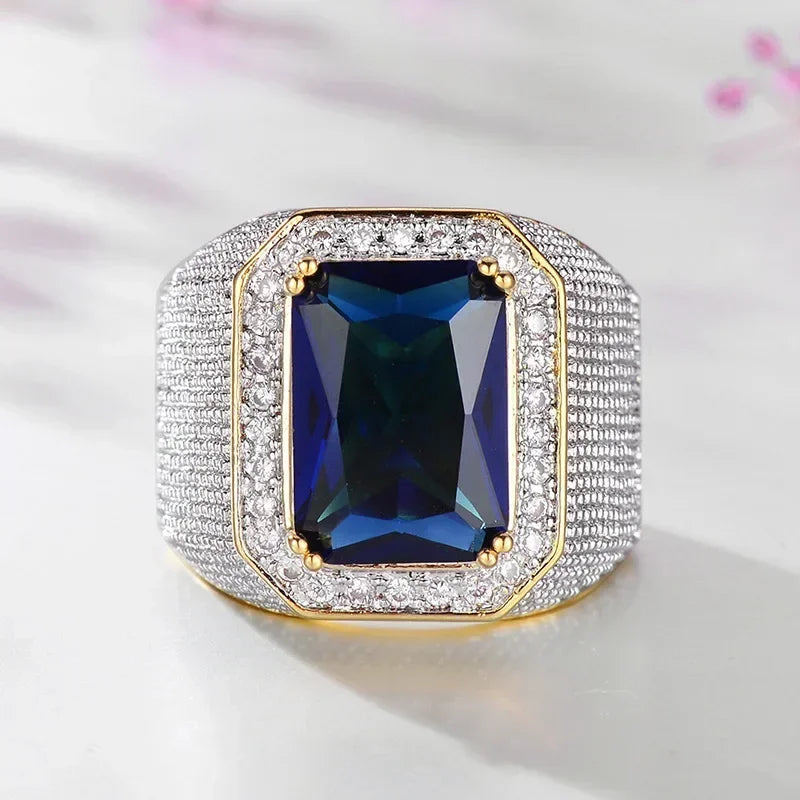 Zenat Blue Cube Zircon Elegant Ring