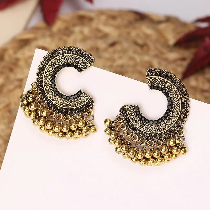 Zenat Colorful CZ Tassel Semicircle Jhumka