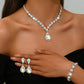 Minimalist Water drops Jewelry Set for Women Crystal Necklace Bracelet Earrings Set Gift Banquet Wedding Anniversary Accessories