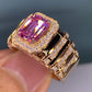 Zenat Pink Sparkling Zircon Princess Square Ring