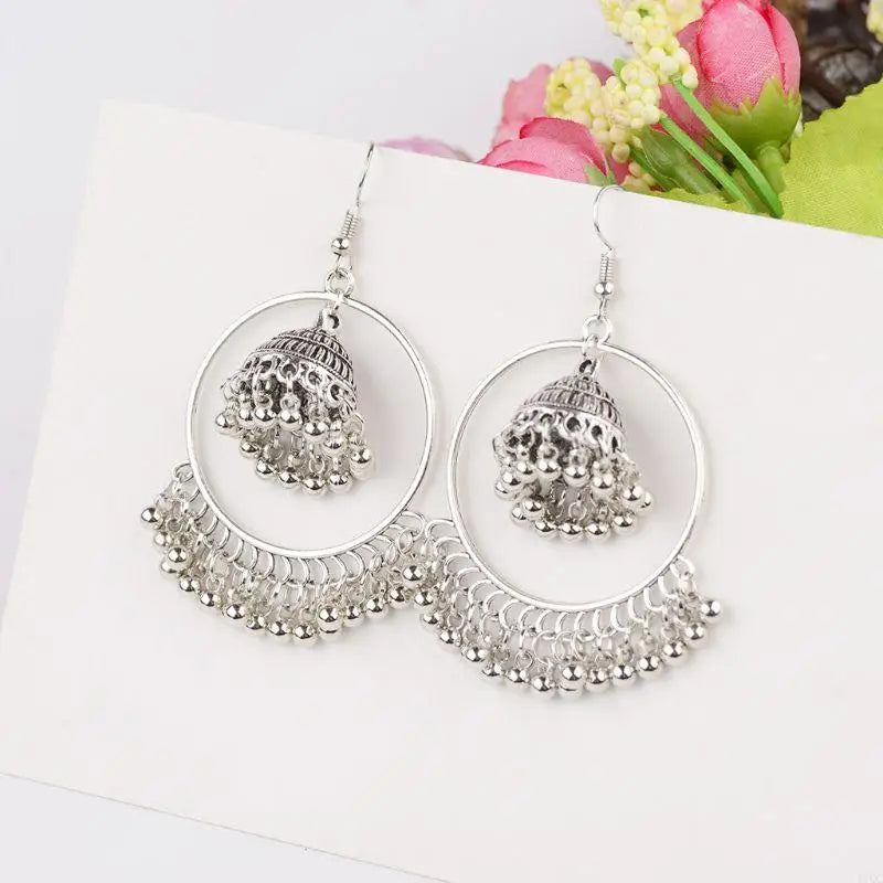 Zenat 2025 Retro Tassel Drop Jhumka Earrings