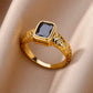 Zenat Gold Zircon Adjustable Stainless Steel Ring