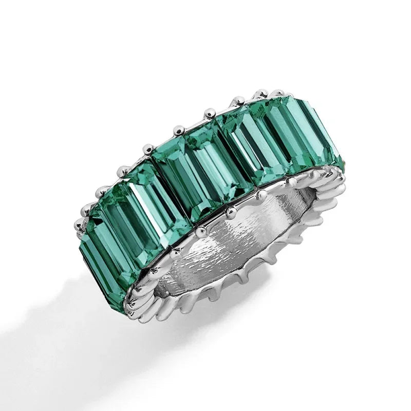 Fashion Luxury Multicolor Charm Zircon Wedding Rings for Women Round Square Stone Party Ring Jewelry
