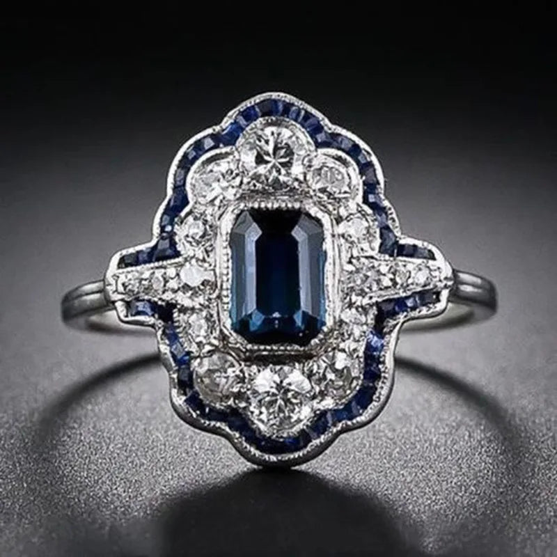 Zenat Luxury Prong Rings – Deep Blue Zircon