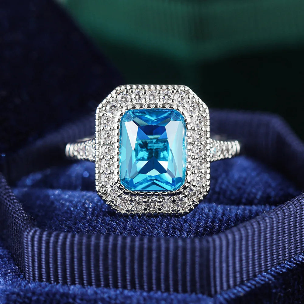 Zenat Sea Blue Cubic Zirconia Women’s Ring