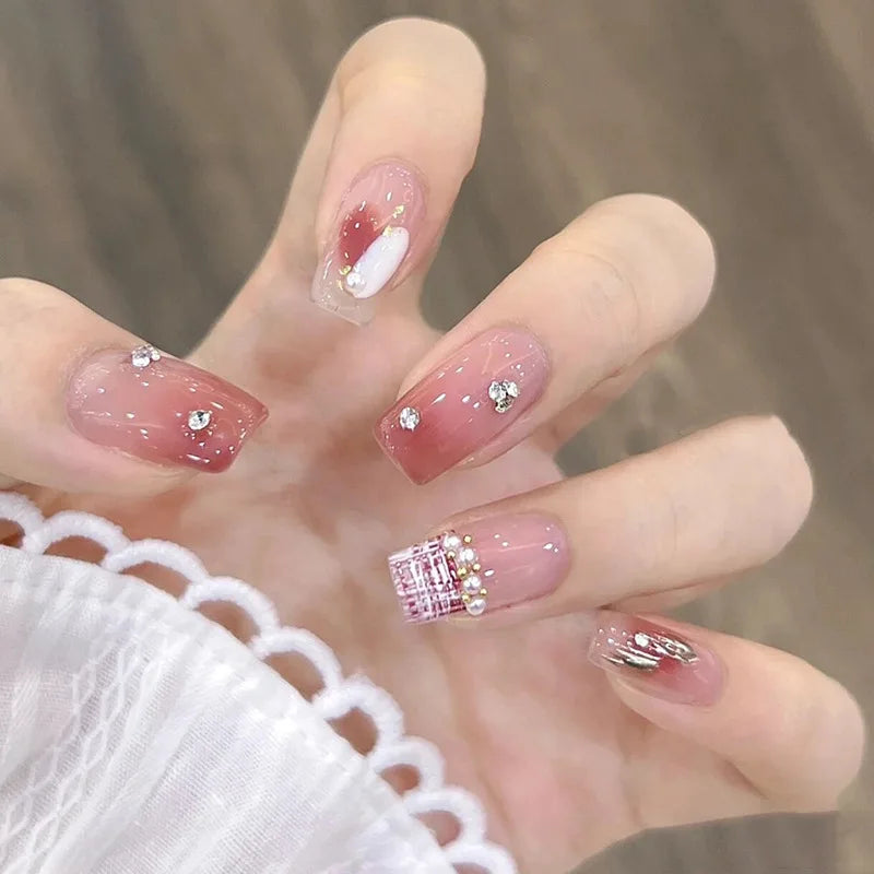 Zenat 24Pcs Glitter Diamond Press-On Nails