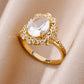 Zenat Gold Zircon Adjustable Stainless Steel Ring