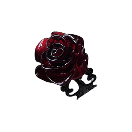 Zenat Punk Gothic Red Rose Adjustable Ring