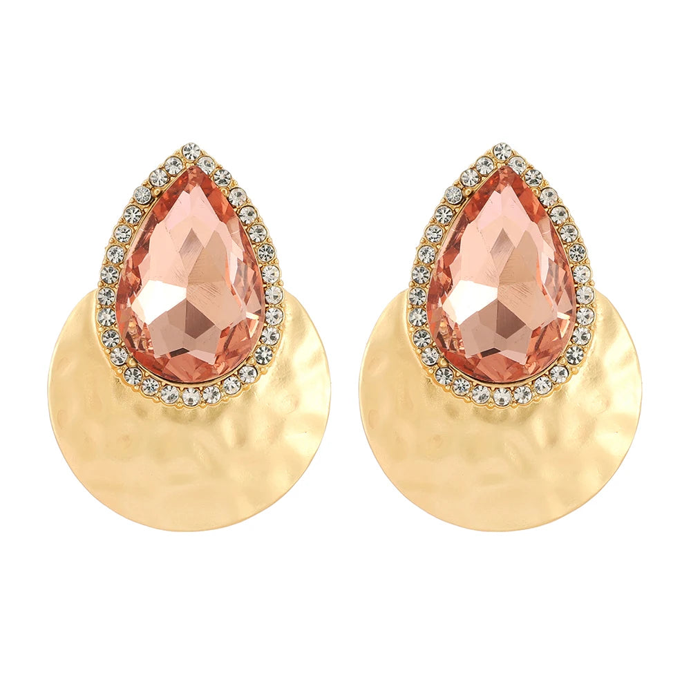 Zenat Big Round Metal Stud Earrings – Elegant Statement