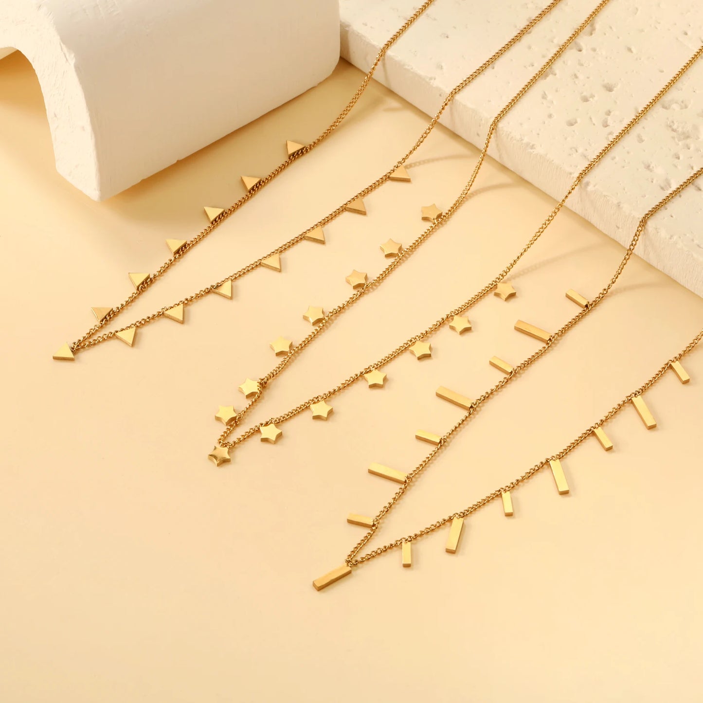 Zenat Golden Chains Necklaces Star Heart Stainless Steel