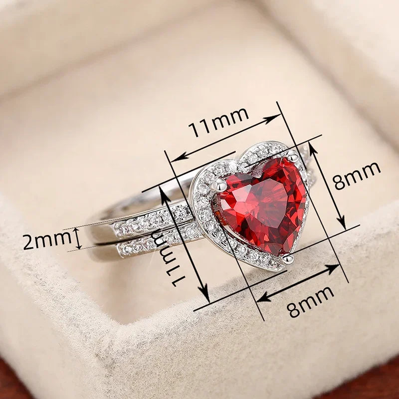 Zenat American Red Cubic Zirconia Ring