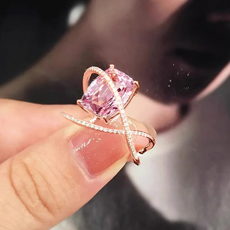 Zenat Pink Cubic Zirconia Ring for Women