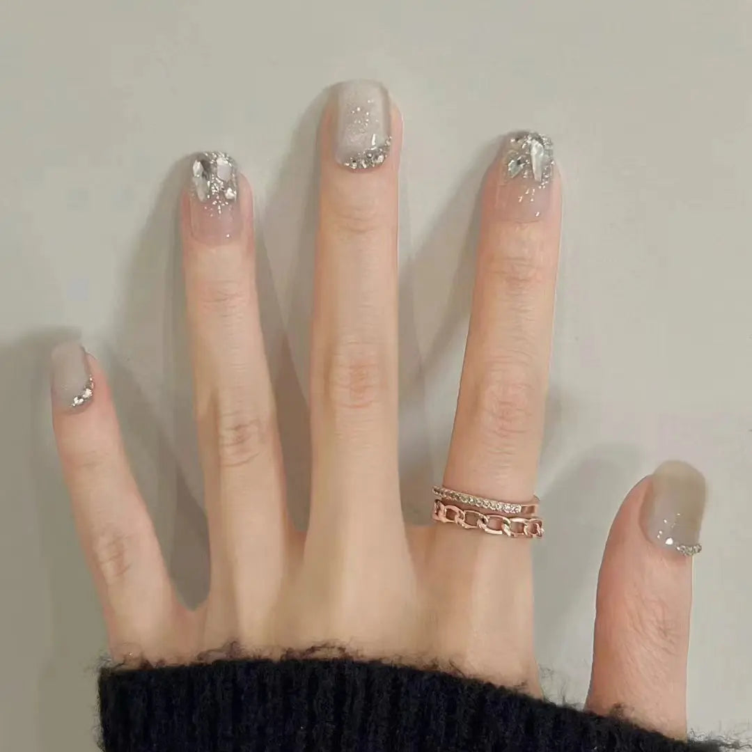 Zenat 24Pcs Glitter Diamond Press-On Nails