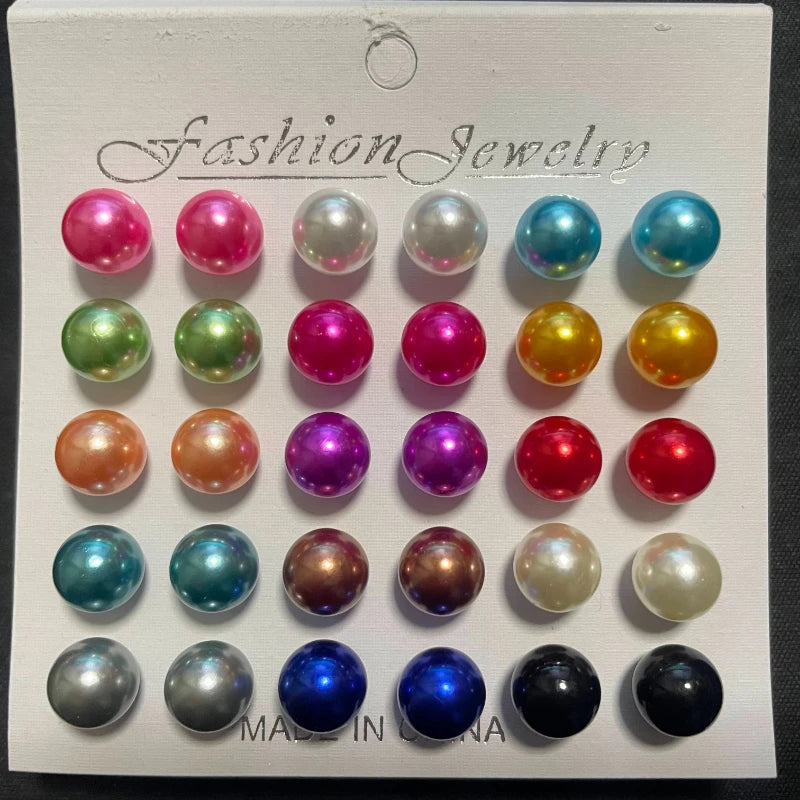 Zenat 18 Pairs Pearl Earrings – Lightweight Daily Wear