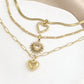 Zenat 3 Pcs Heart Pendant Chain Layered Necklace Set
