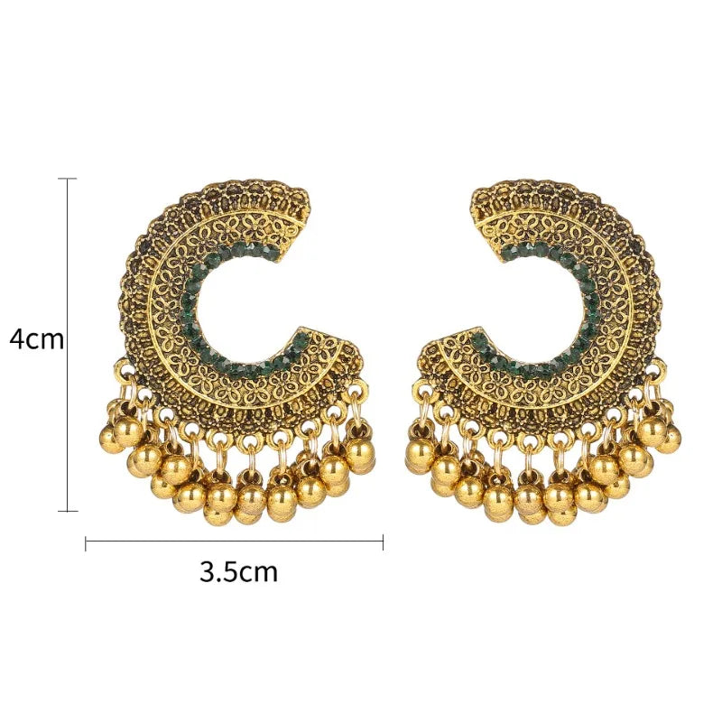 Zenat Colorful CZ Tassel Semicircle Jhumka