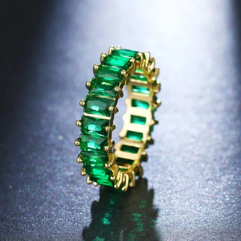 Luxury AAA CZ Green Wedding Rings for Women New Romantic Crystal Engagement Finger Ring France Party Bride Jewelry