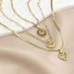 Zenat 3 Pcs Heart Pendant Chain Layered Necklace Set