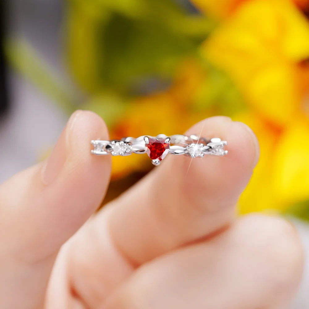 Zenat Elegant Red Corundum Ring with Large Zircon