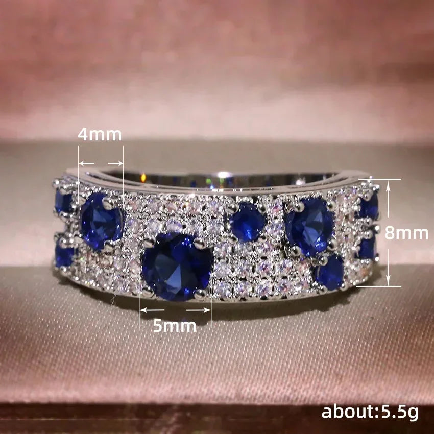 Zenat Blue Cube Zircon Elegant Ring