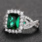 Zenat Green Oval Crystal Party Women's Ring