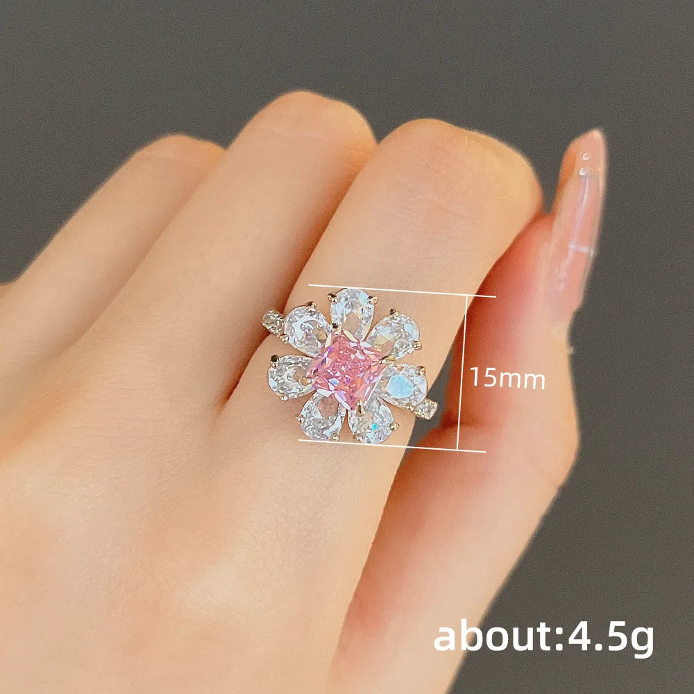 Zenat Pink Zirconia Trendy Sweet and Romantic Engagement Rings