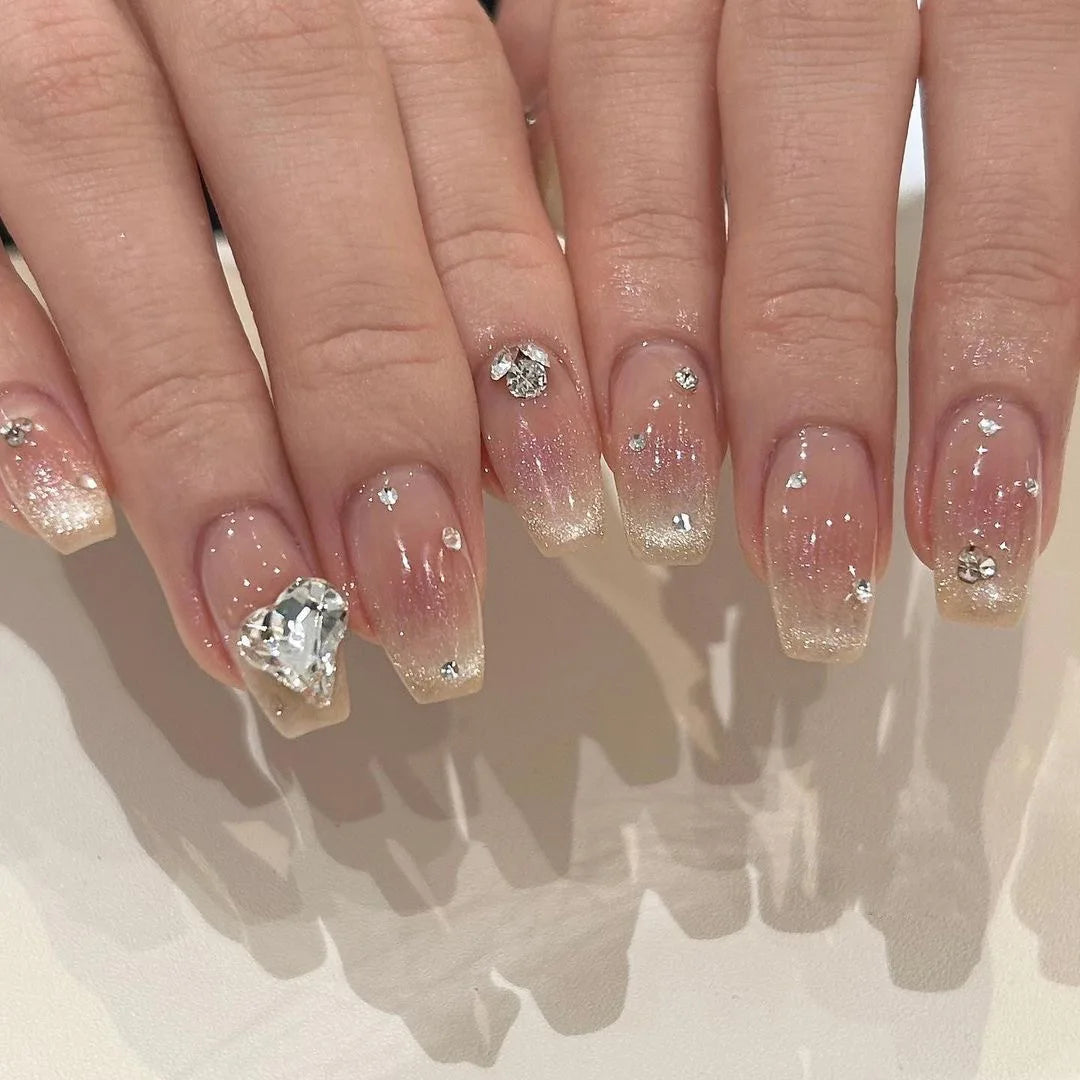 Zenat 24Pcs Glitter Diamond Press-On Nails