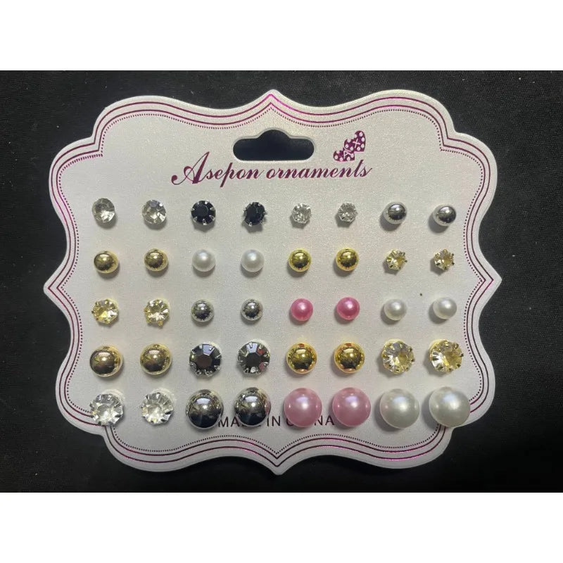 Zenat 18 Pairs Pearl Earrings – Lightweight Daily Wear