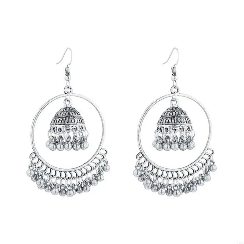 Zenat 2025 Retro Tassel Drop Jhumka Earrings