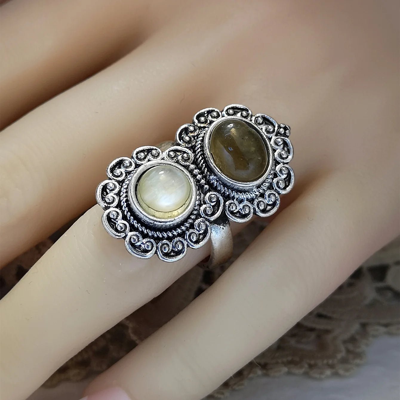 Zenat Victorian Women’s Faux Turquoise Carved Ring
