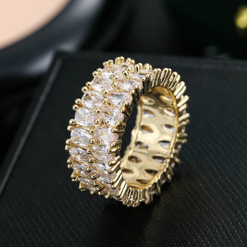 Fashion Luxury Multicolor Charm Zircon Wedding Rings for Women Round Square Stone Party Ring Jewelry