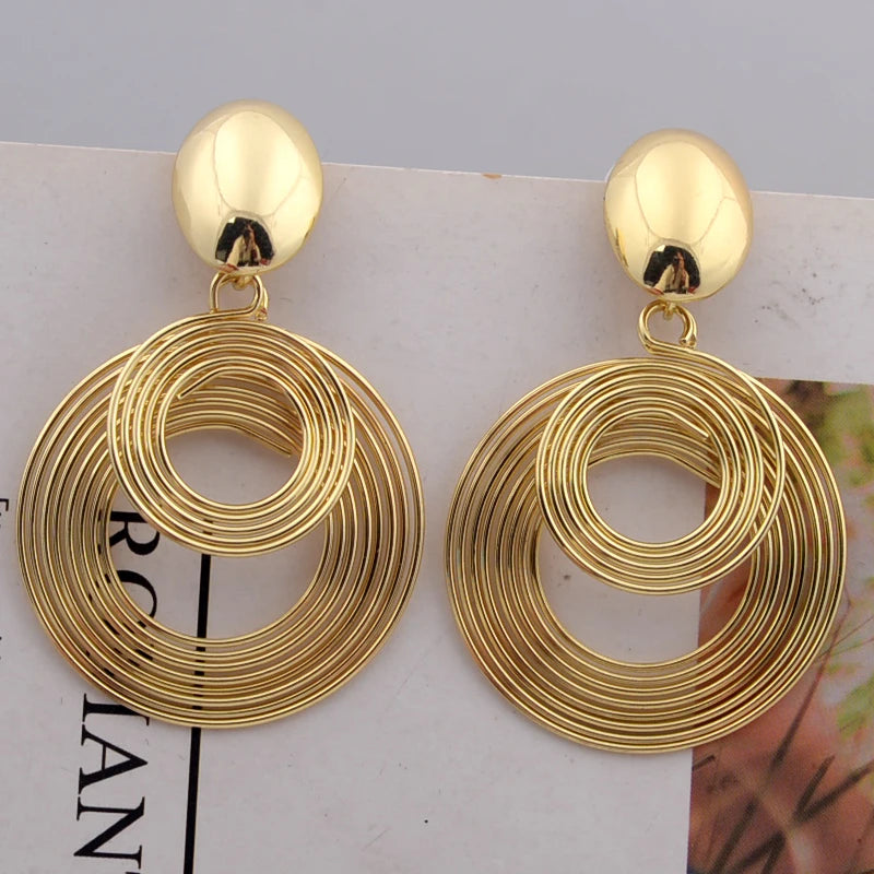 Zenat Big Round Statement Earrings – Gold & Silver