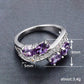 Zenat Purple Cubic Zirconia Square Crystal Ring