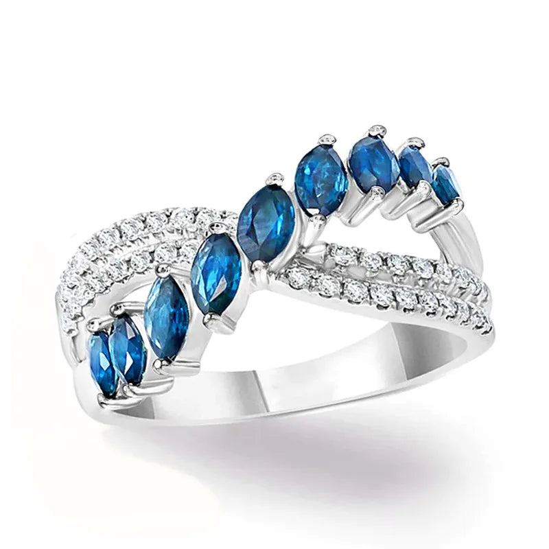 Zenat Sea Blue Cubic Zirconia Women’s Ring