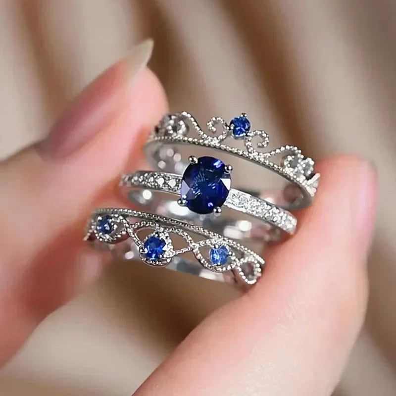 Zenat Blue Cube Zircon Elegant Ring