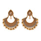 Zenat Retro Green Carved Pearl Tassel Jhumka