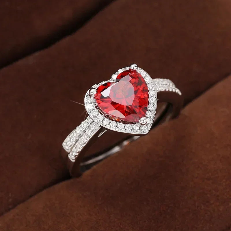 Zenat American Red Cubic Zirconia Ring