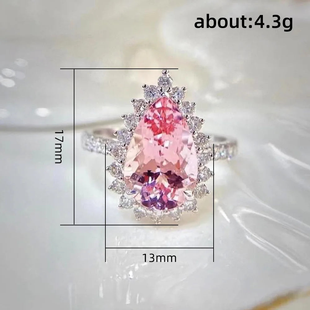 Zenat Pink Zirconia Trendy Sweet and Romantic Engagement Rings