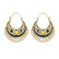 Zenat Retro Green Carved Pearl Tassel Jhumka