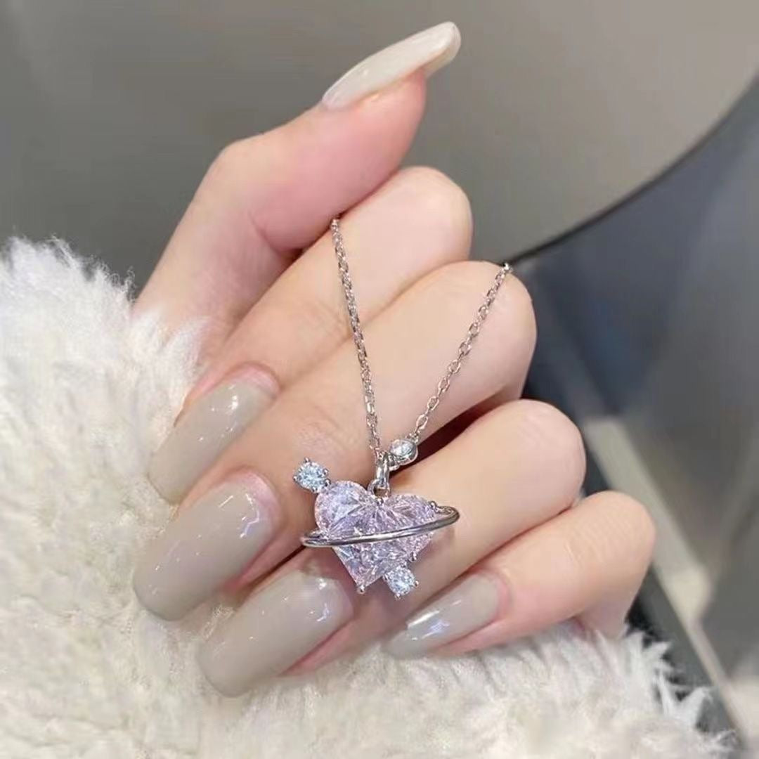 Fashion Trend Unique Design Elegant Delicate Light Luxury Green Zircon Necklace Women Jewelry Party Premium Stud Earrings Gift