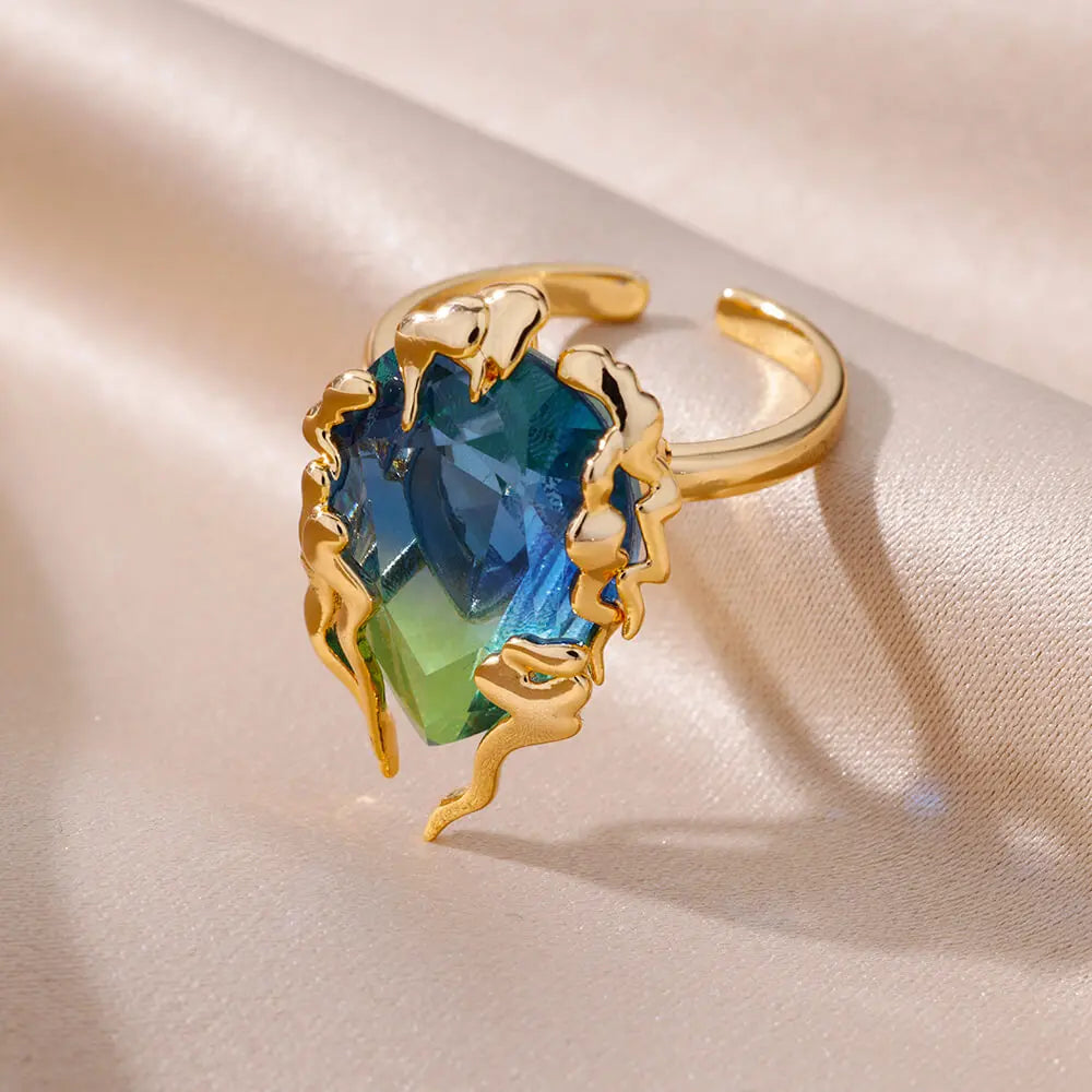 Zenat Zircon Flame Drop Adjustable Ring