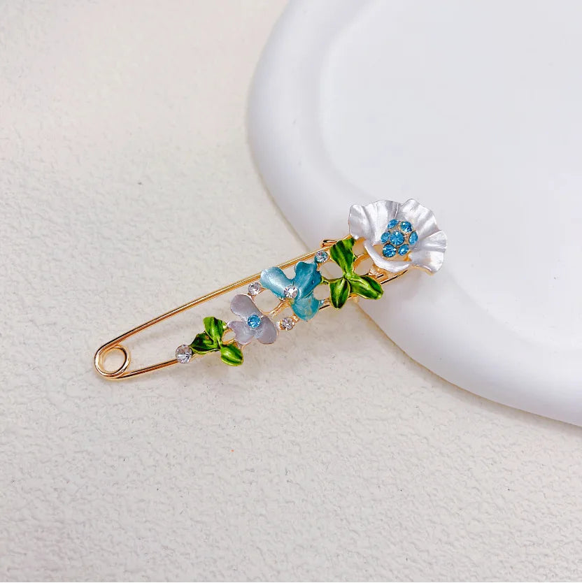 Zenat Sweet Flower Rhinestone Lapel Pin Brooch