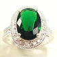 Zenat Green Oval Crystal Party Women's Ring