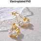 Zenat Round Stainless Steel Pearl Earrings for Women