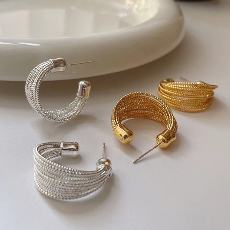 Zenat Big Hoop Earrings – Geometric Layered Luxury Drop
