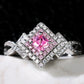 Zenat Pink Sparkling Zircon Princess Square Ring