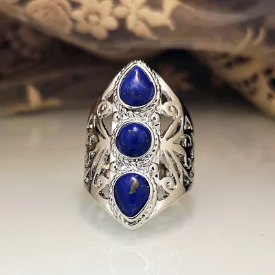 Zenat Victorian Women’s Faux Turquoise Carved Ring