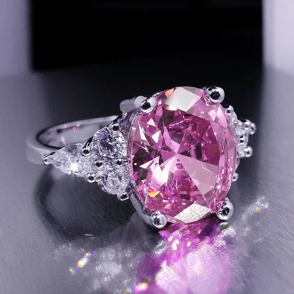 Zenat Pink Zirconia Trendy Sweet and Romantic Engagement Rings